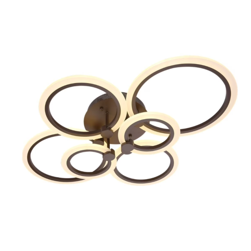 Lustră LED 6 Cercuri Maro cu Telecomandă WiFi – Eleganță și Funcționalitate - 6601/2X3 CF