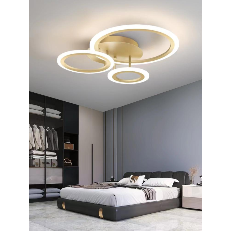 Lustră LED Gold cu 3 Cercuri și Telecomandă WiFi 2.4G - G3862/3 GD