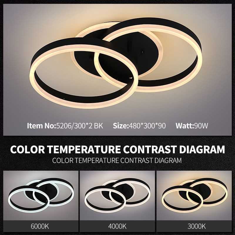 Lustră LED Neagră Dimabilă 90W cu Telecomandă – Eleganță și Funcționalitate - 5206/300*2 BK(C23025/2)