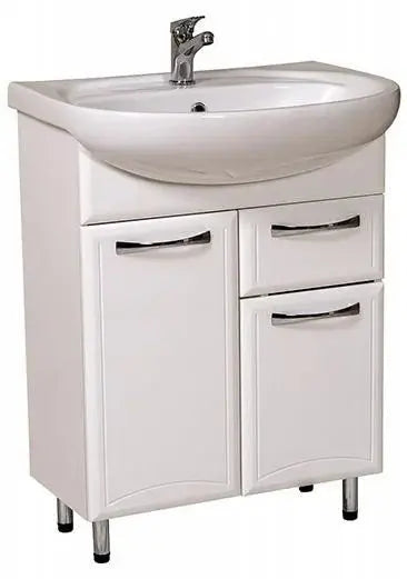 Mobilier de baie pe pardoseală cu sertar Decor, Alb