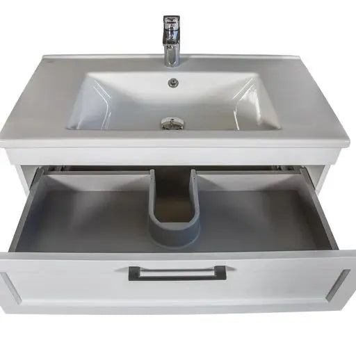 Mobilier de baie suspedat Inari, Alb