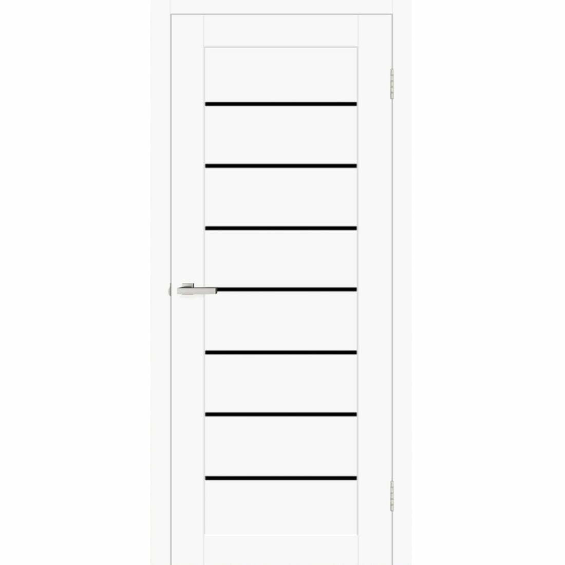 Ușă de interior Deco 10 White silk mat, cu sticlă neagră