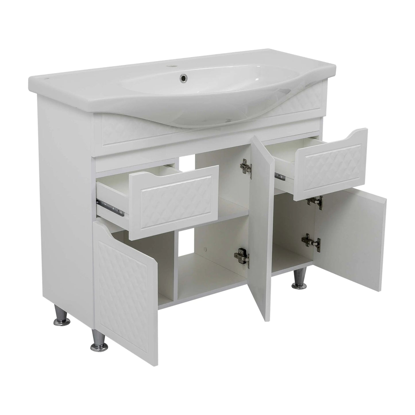 Mobilier de baie pe pardoseală Rodors, Alb