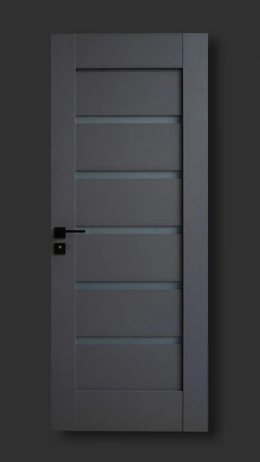 Ușă interior antracit JYA-006 cu toc reglabil – design vertical modern, complet echipată