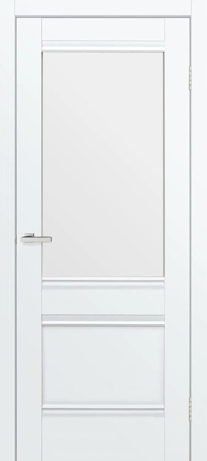 Ușă interior Valencia G White Silk Mat – cu sticlă mată decorativă și toc reglabil, complet echipată