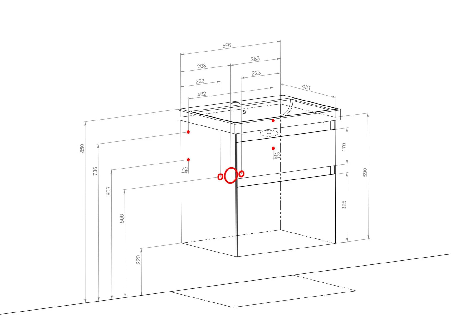 Mobilier de baie suspendat Elite, Mokko