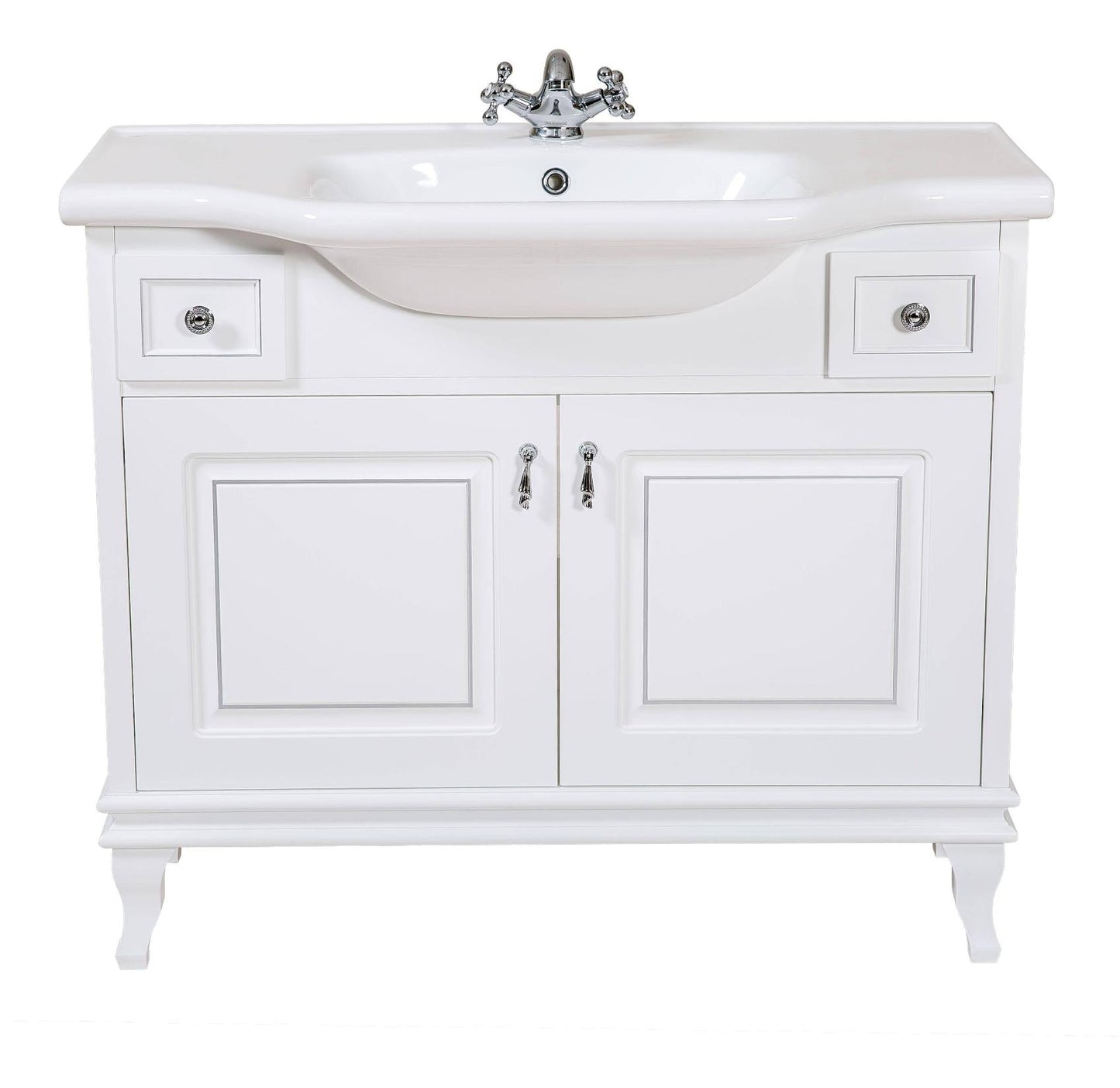 Mobilier de baie pe pardoseală Beatrice alb+crom