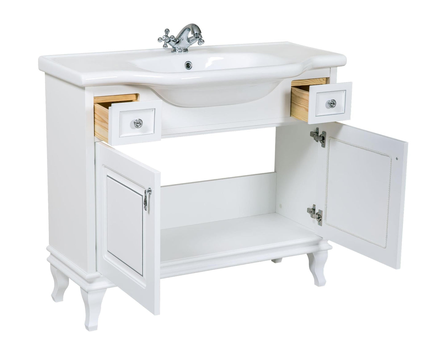 Mobilier de baie pe pardoseală Beatrice alb+crom