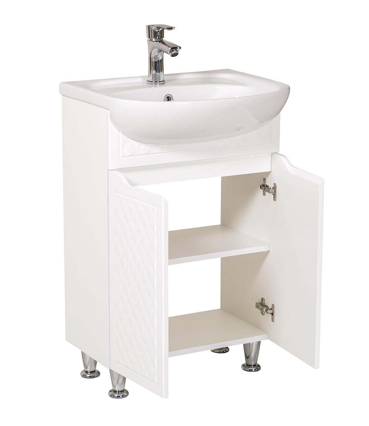 Mobilier de baie pe pardoseală Rodors, Alb