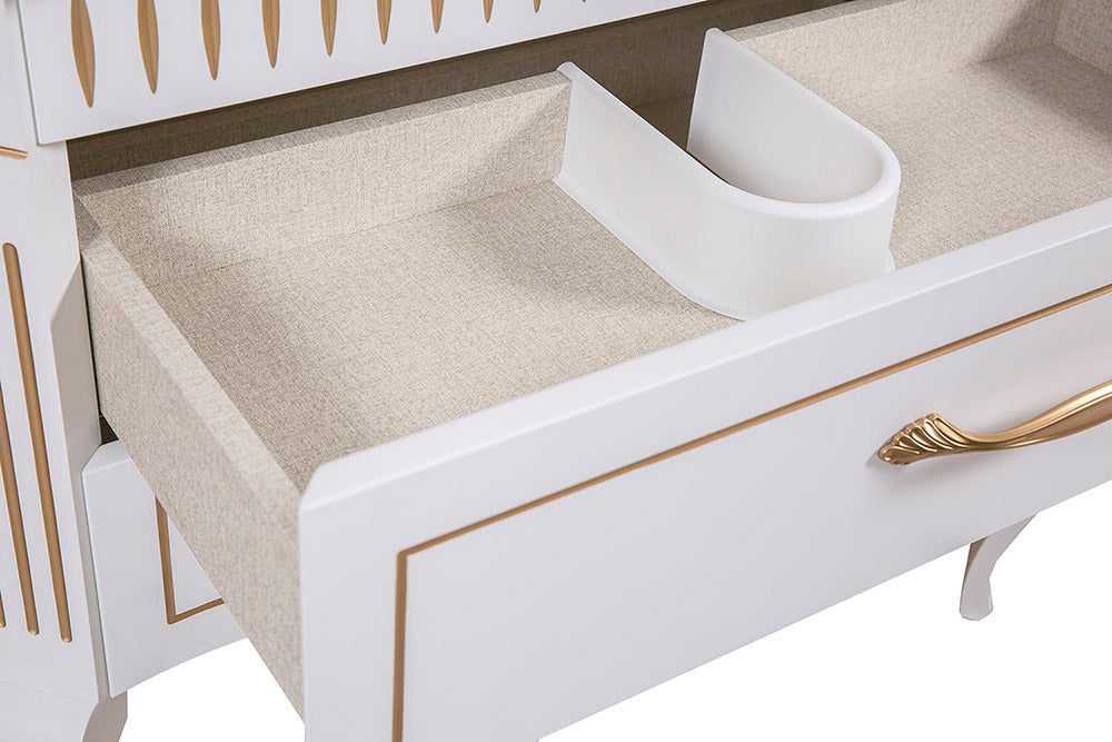 Mobilier de baie pe pardoseală Royal, Alb+auriu