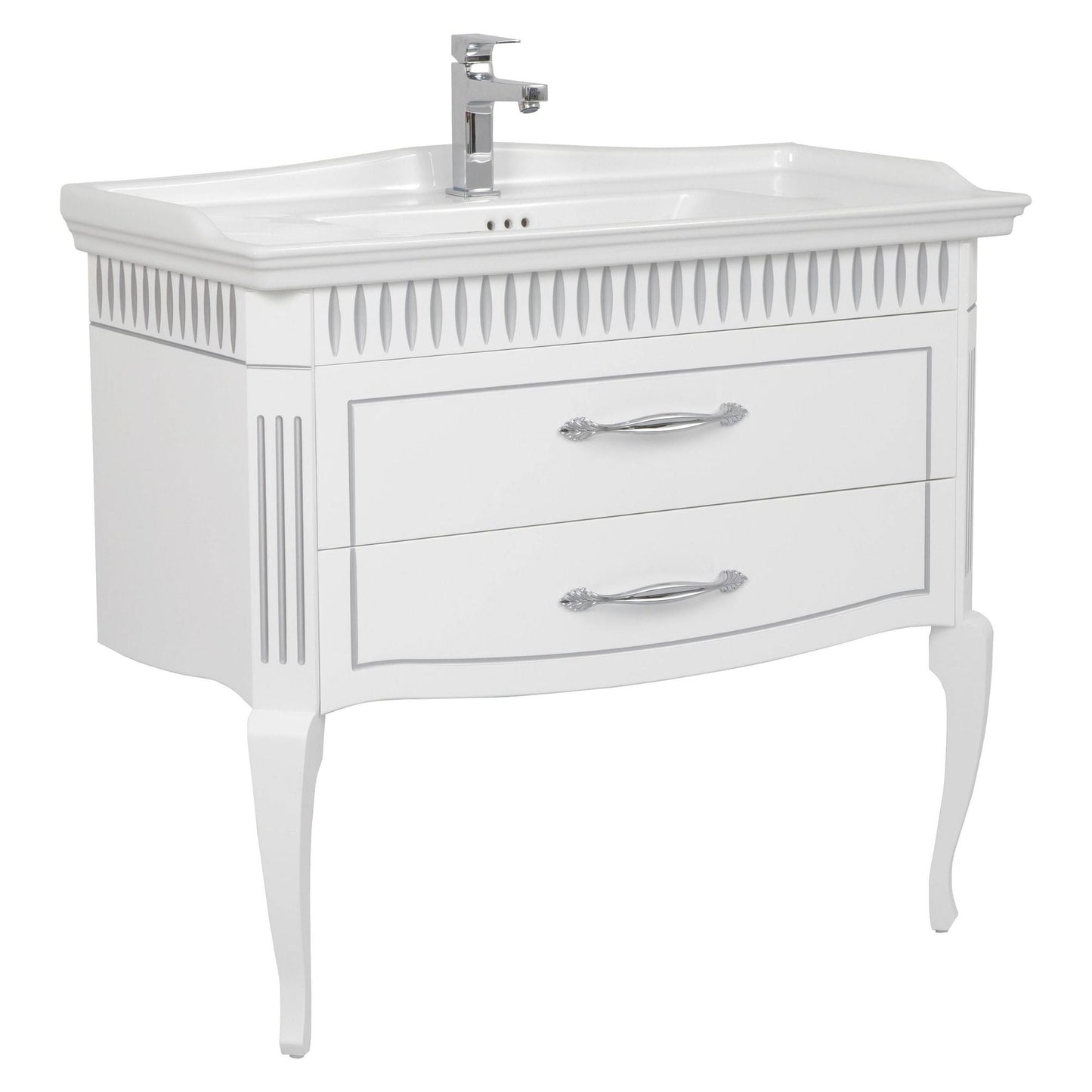 Mobilier de baie pe pardoseală Royal, Alb+argintiu
