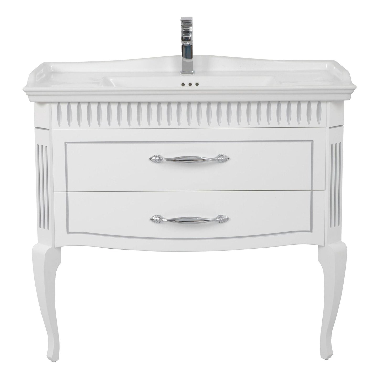 Mobilier de baie pe pardoseală Royal, Alb+argintiu