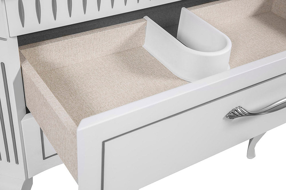 Mobilier de baie pe pardoseală Royal, Alb+argintiu