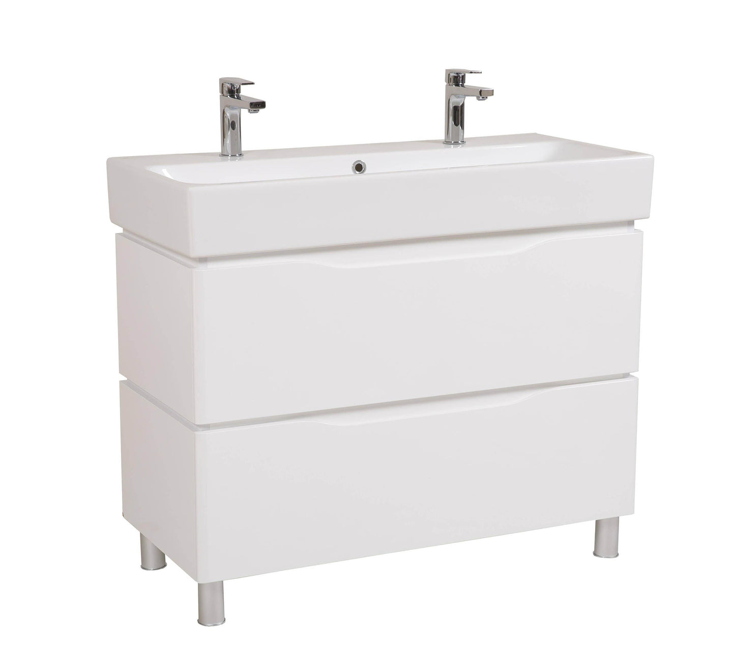 Mobilier de baie pe pardoseală Venice, Alb pentru 2 baterii