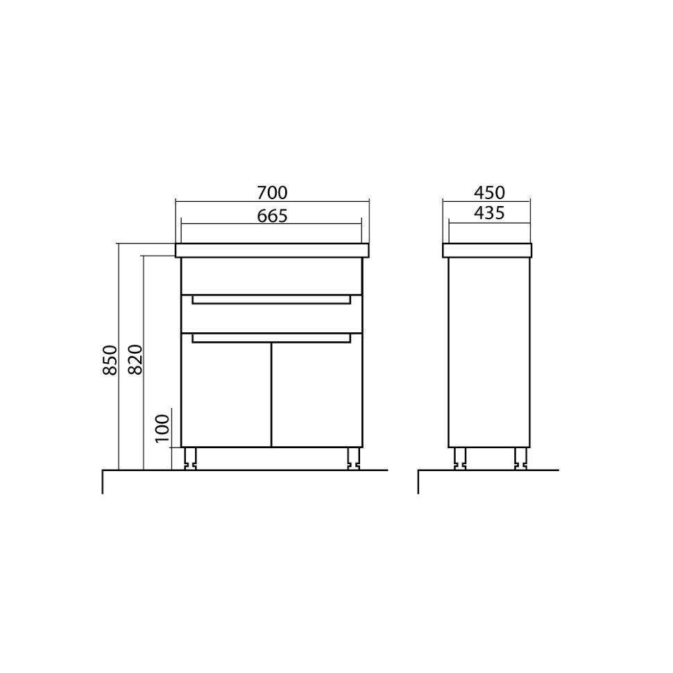 Mobilier de baie pe pardoseală Omega, Alb