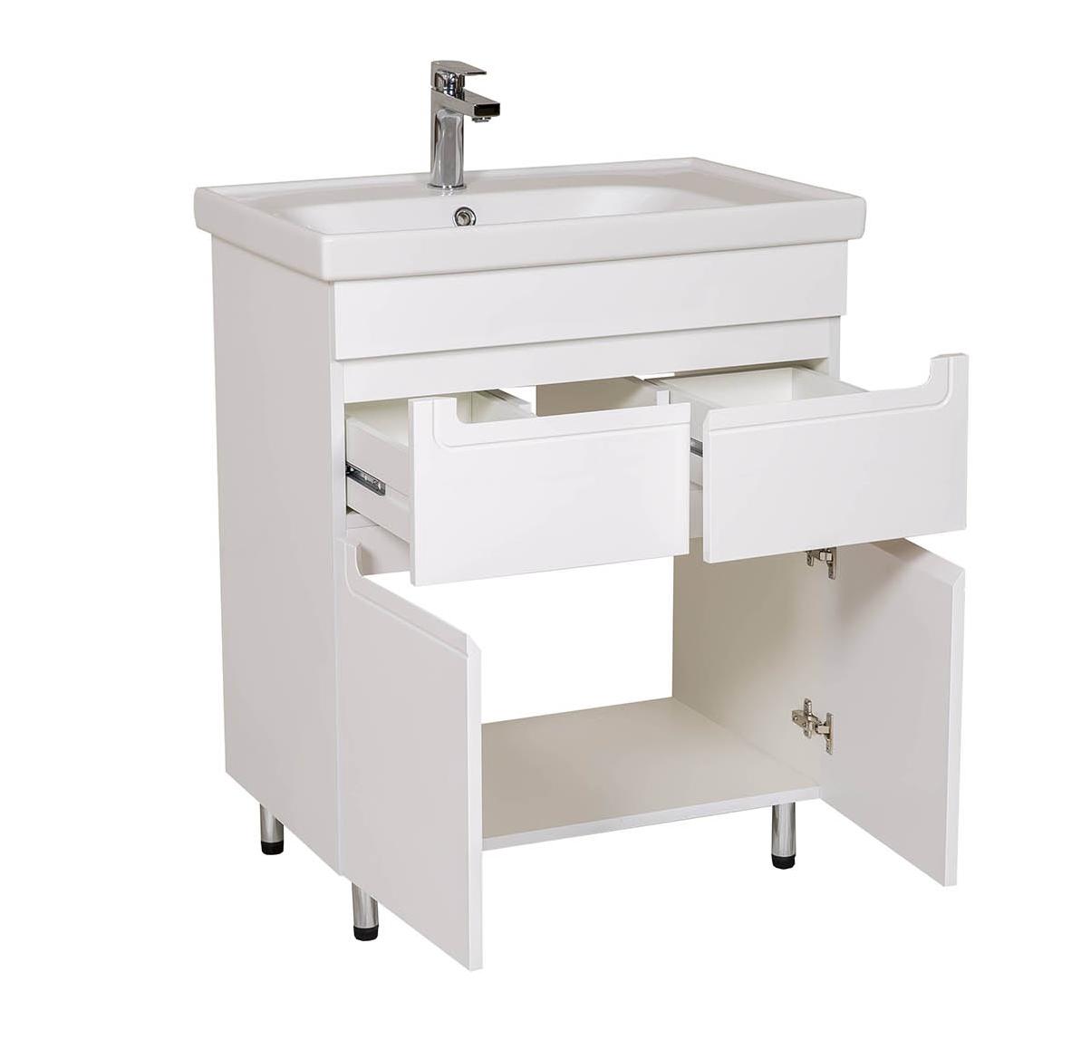 Mobilier de baie pe pardoseală Omega, Alb
