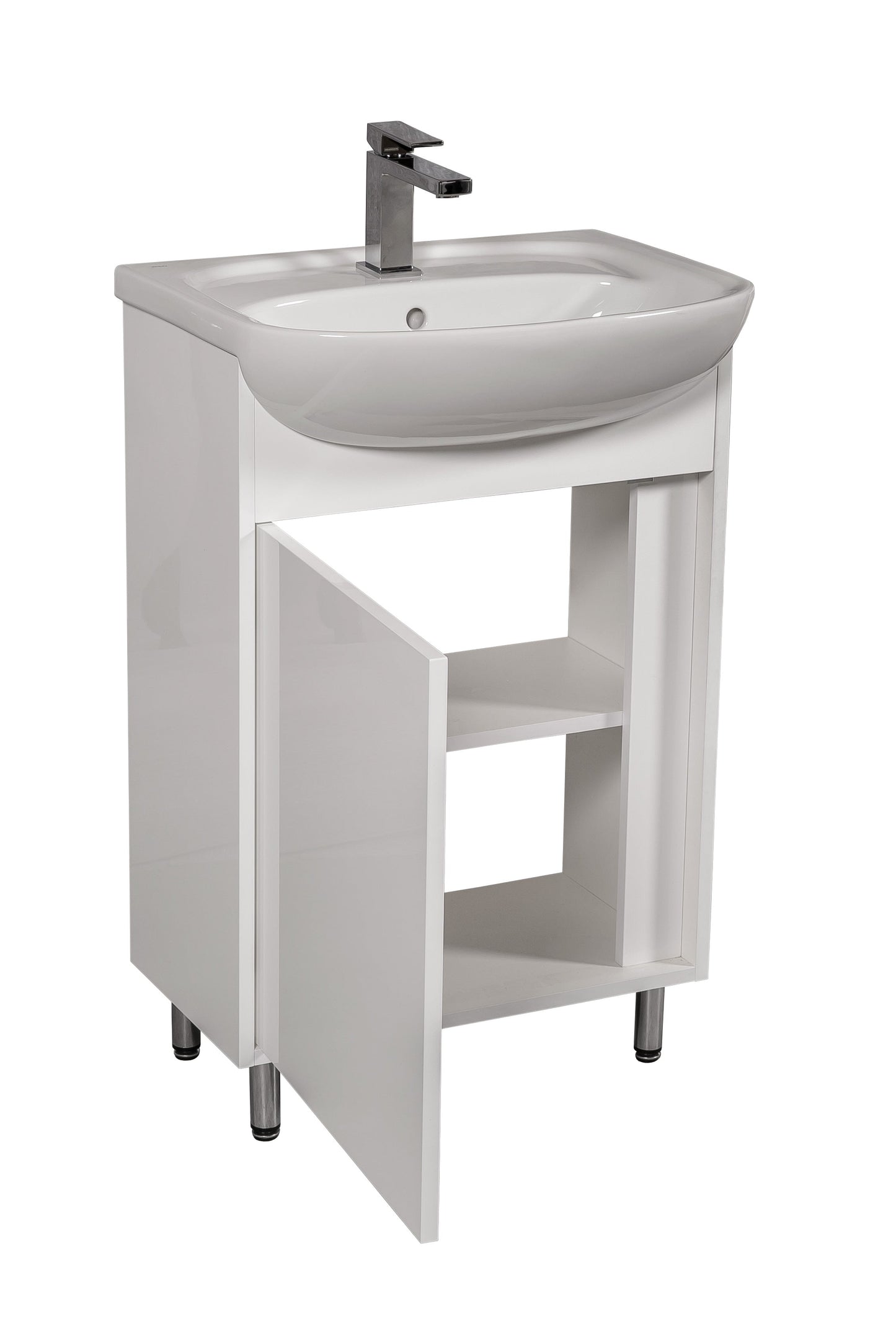Mobilier de baie pe pardoseală Terra, Alb