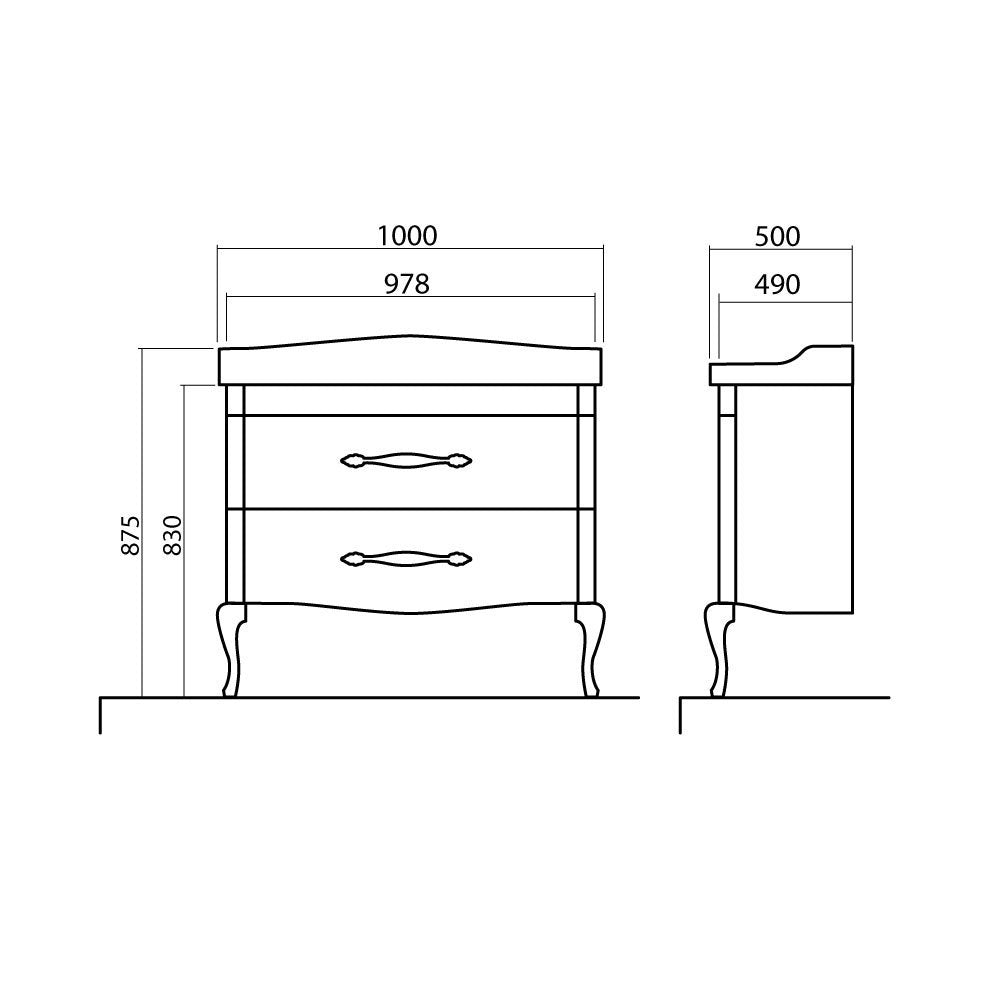 Mobilier de baie pe pardoseală Royal, Alb+argintiu