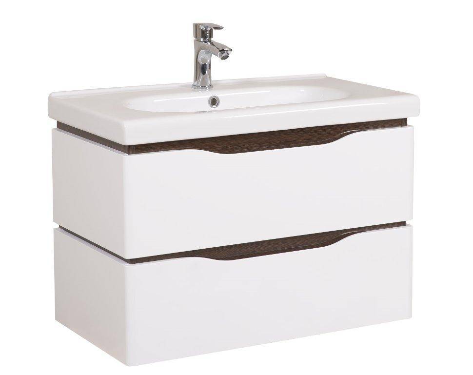 Mobilier de baie suspendat Venice, Alb+Wenge (City)