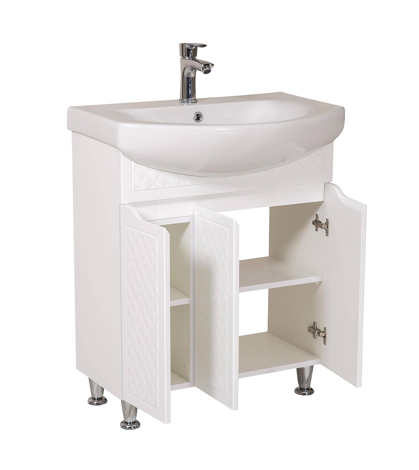 Mobilier de baie pe pardoseală Rodors, Alb