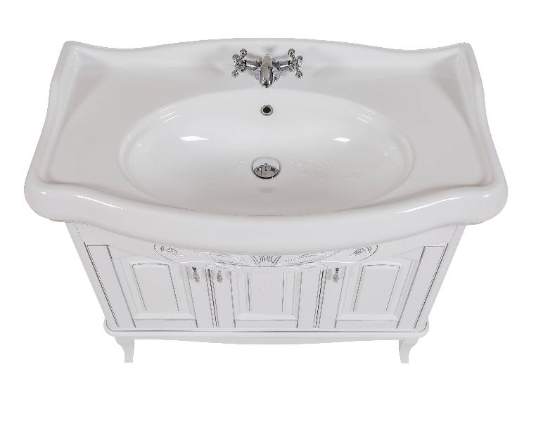 Mobilier de baie pe pardoseală Mikella, Alb+Crom