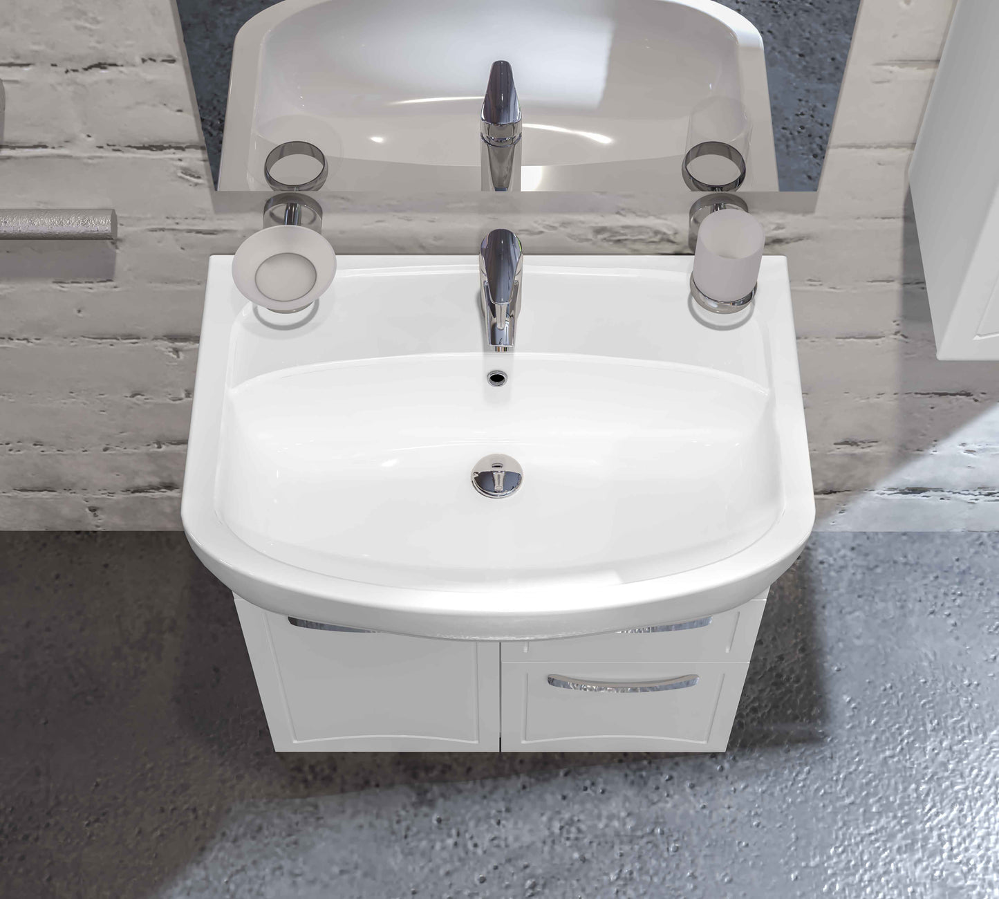 Mobilier de baie pe pardoseală cu sertar Decor, Alb