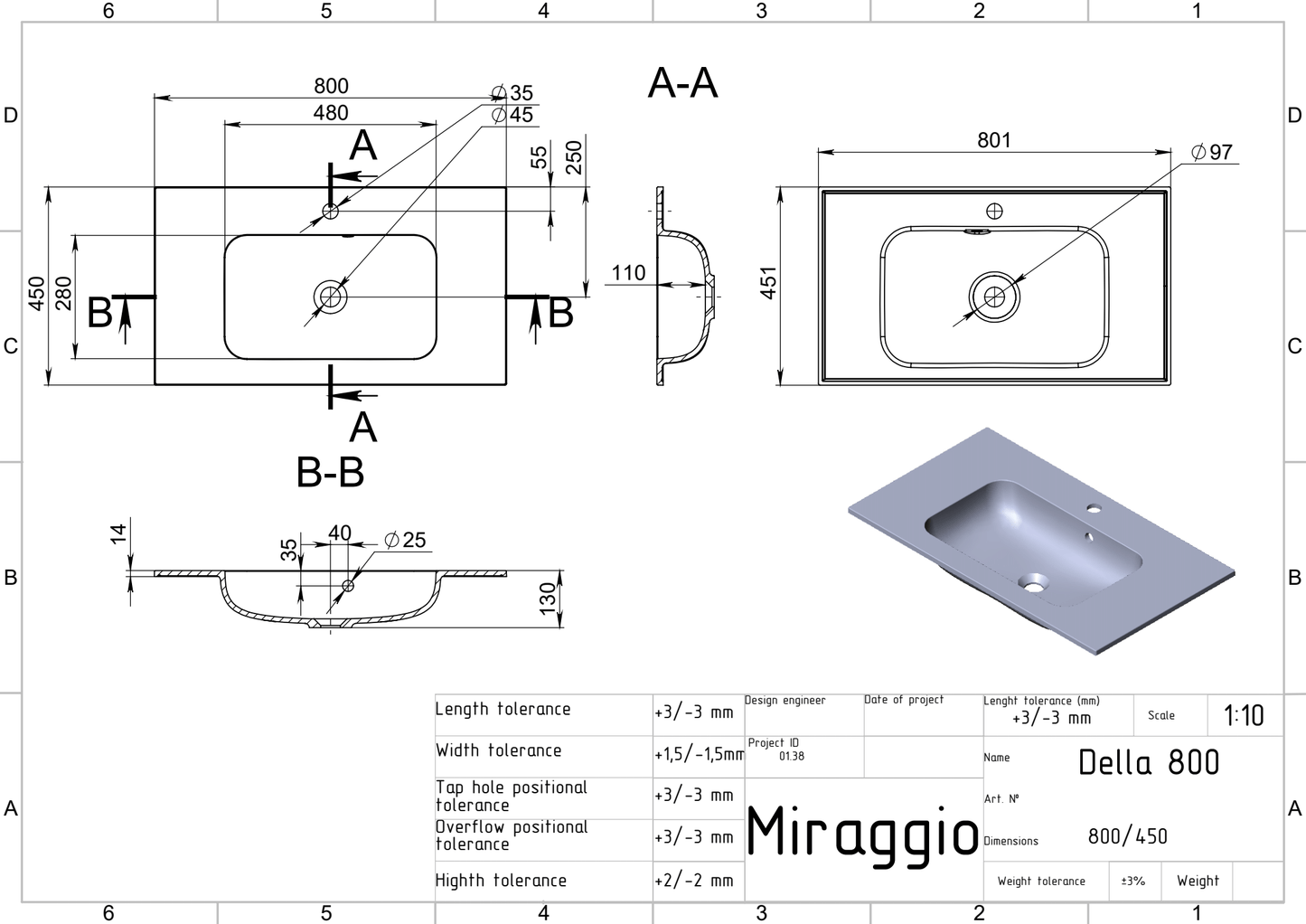 Lavoar pe blat Della 800, Miraggio
