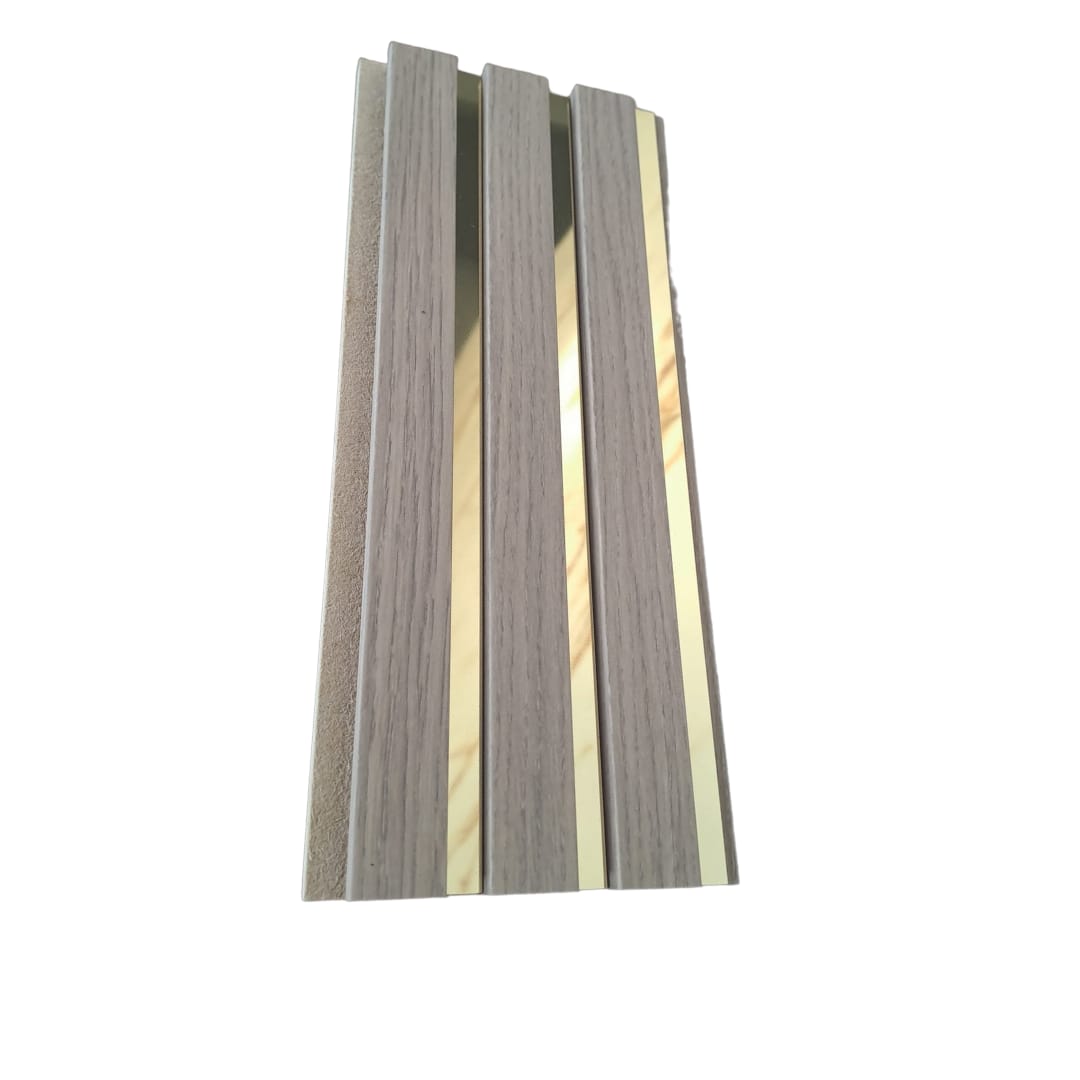 Panou Riflaj Decorativ Mdf, Night Oak & Auriu