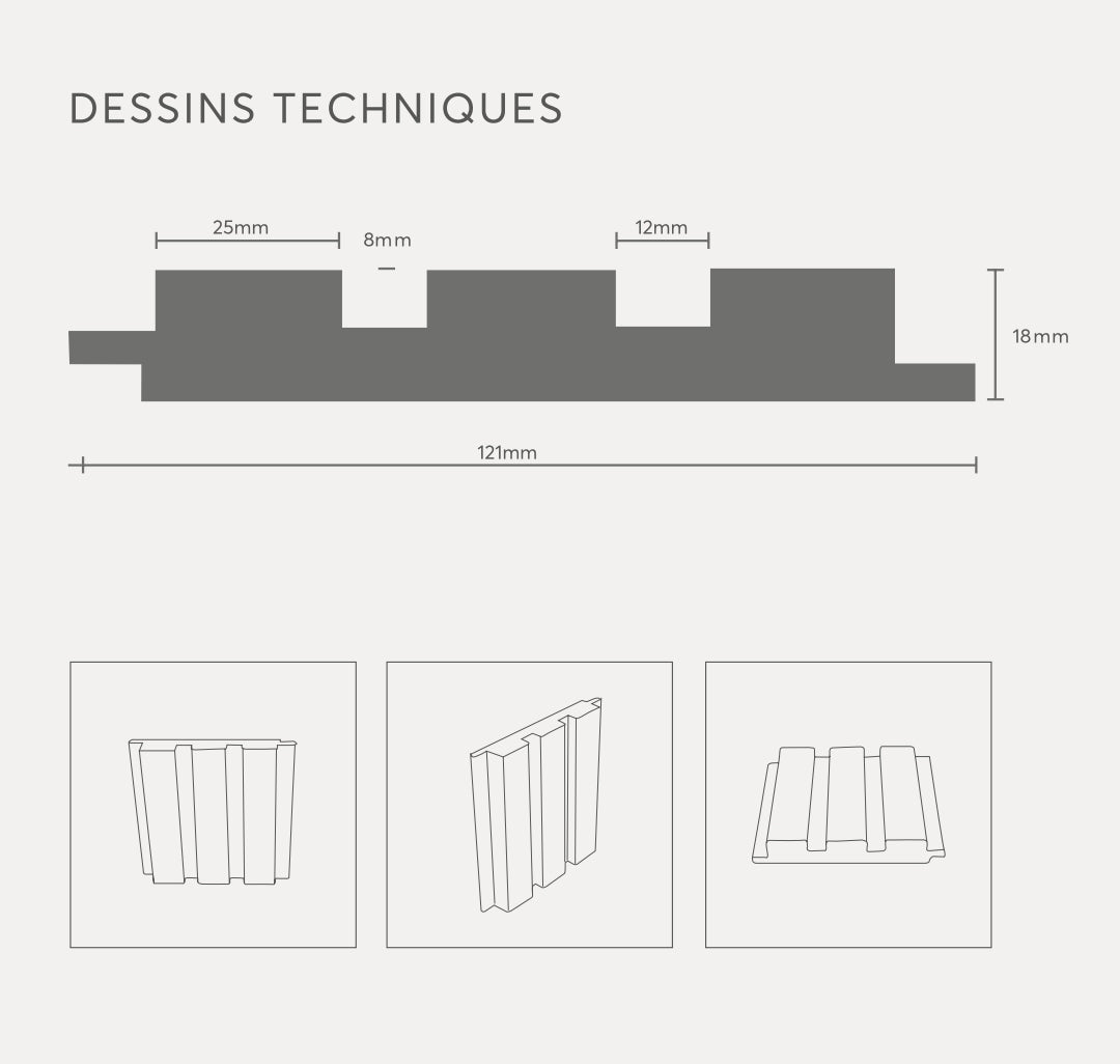 Panou Riflaj Decorativ Mdf, Nuc & Negru