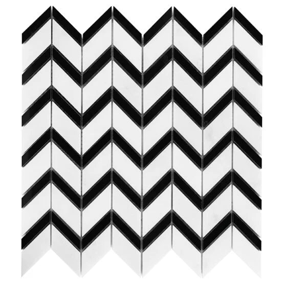 Mozaic Pure White Chevron mix 31×30,5