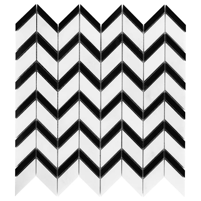 Mozaic Pure White Chevron mix 31×30,5