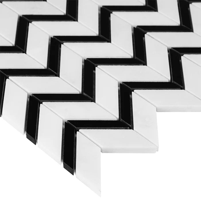 Mozaic Pure White Chevron mix 31×30,5