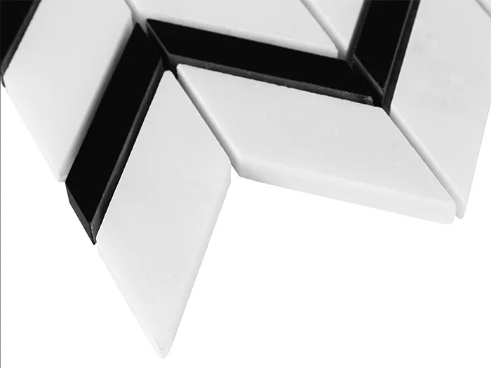 Mozaic Pure White Chevron mix 31×30,5