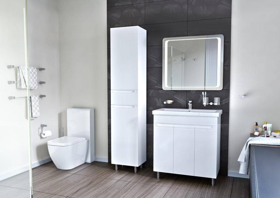 Mobilier de baie pe pardoseală Omega, Alb