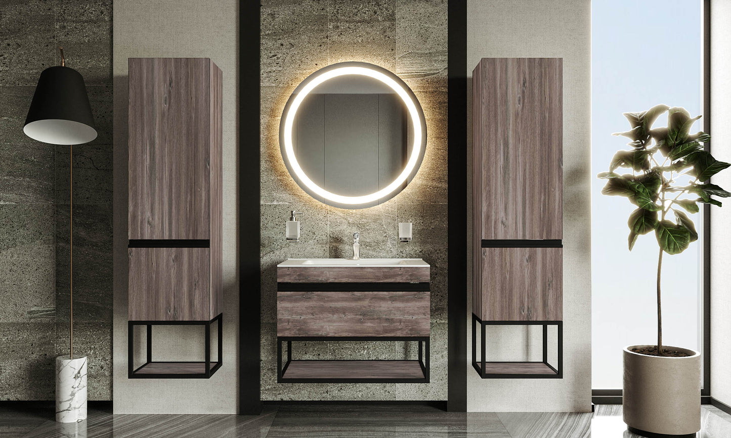 Mobilier de baie suspendat Loft Iron, Oak moras