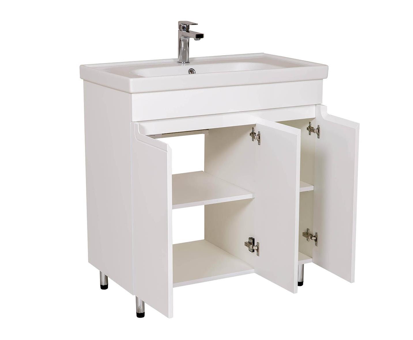 Mobilier de baie pe pardoseală Omega, Alb