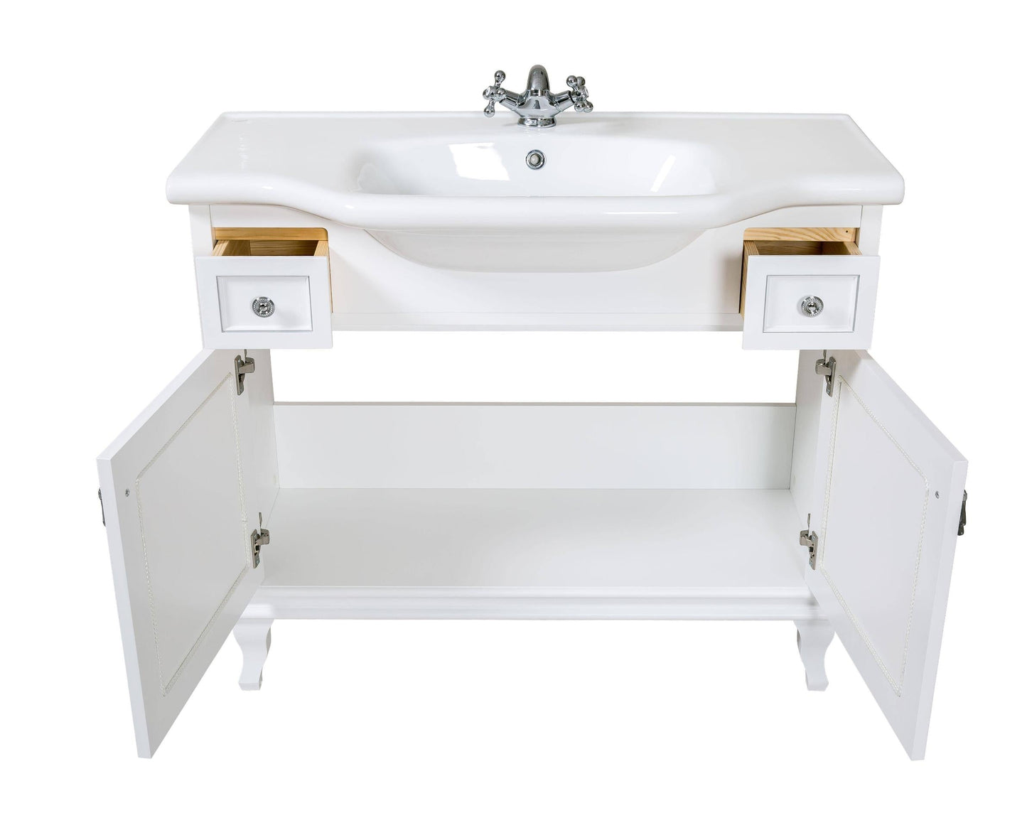 Mobilier de baie pe pardoseală Beatrice alb+crom