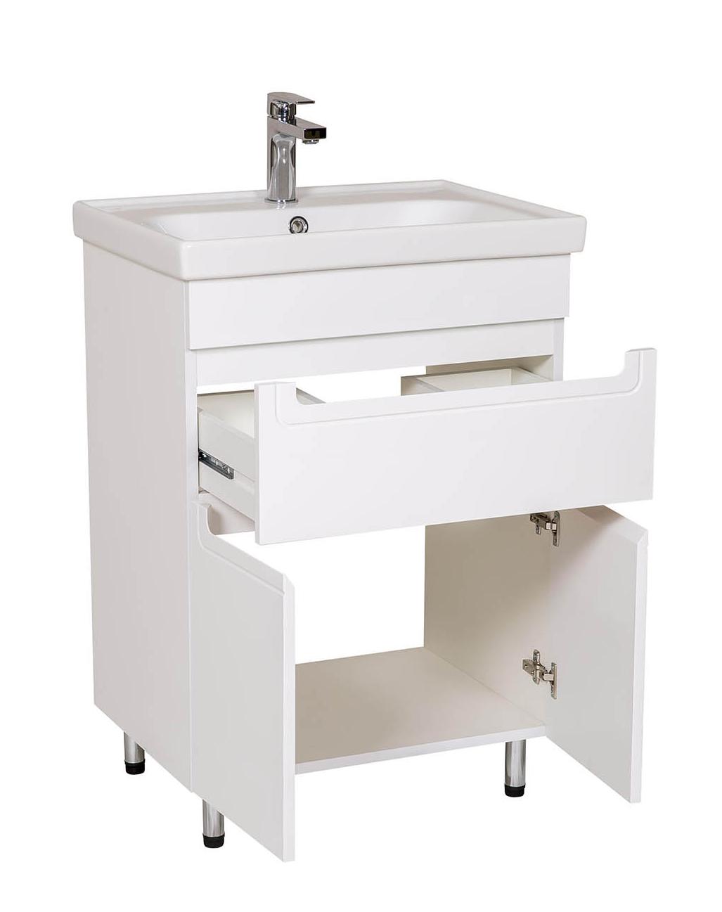 Mobilier de baie pe pardoseală Omega, Alb