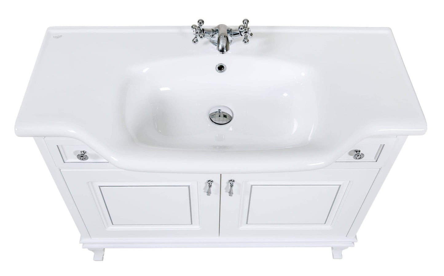Mobilier de baie pe pardoseală Beatrice alb+crom