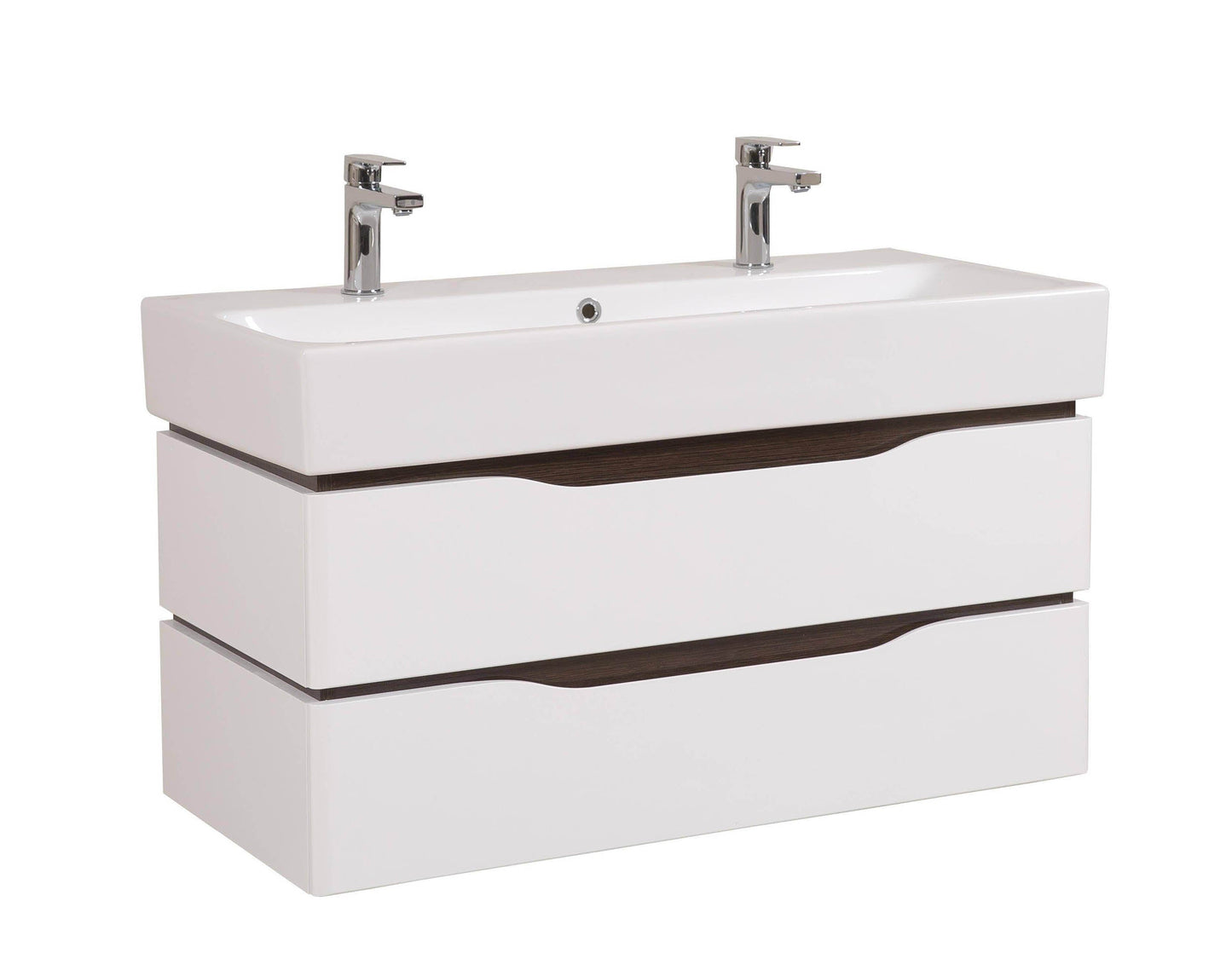 Mobilier de baie suspendat Venice , Alb+Wenge (Pinto 2 baterii)