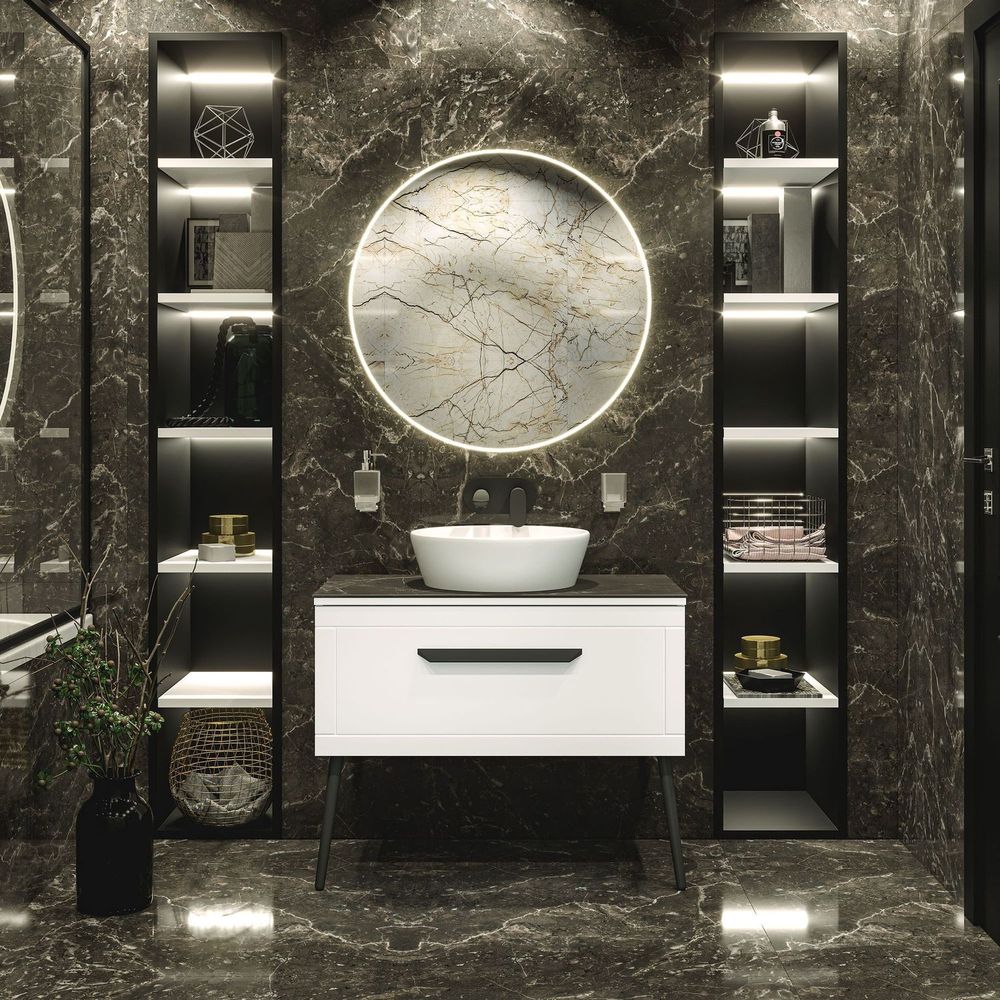 Mobilier de baie pe pardoseală Siena, Alb