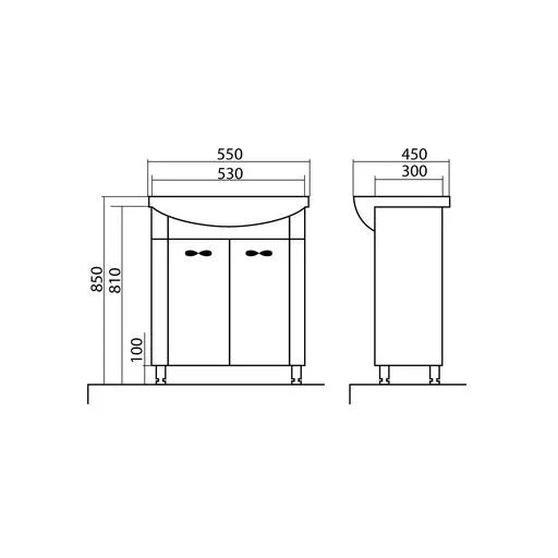 Mobilier de baie pe pardoseală Anita, Alb