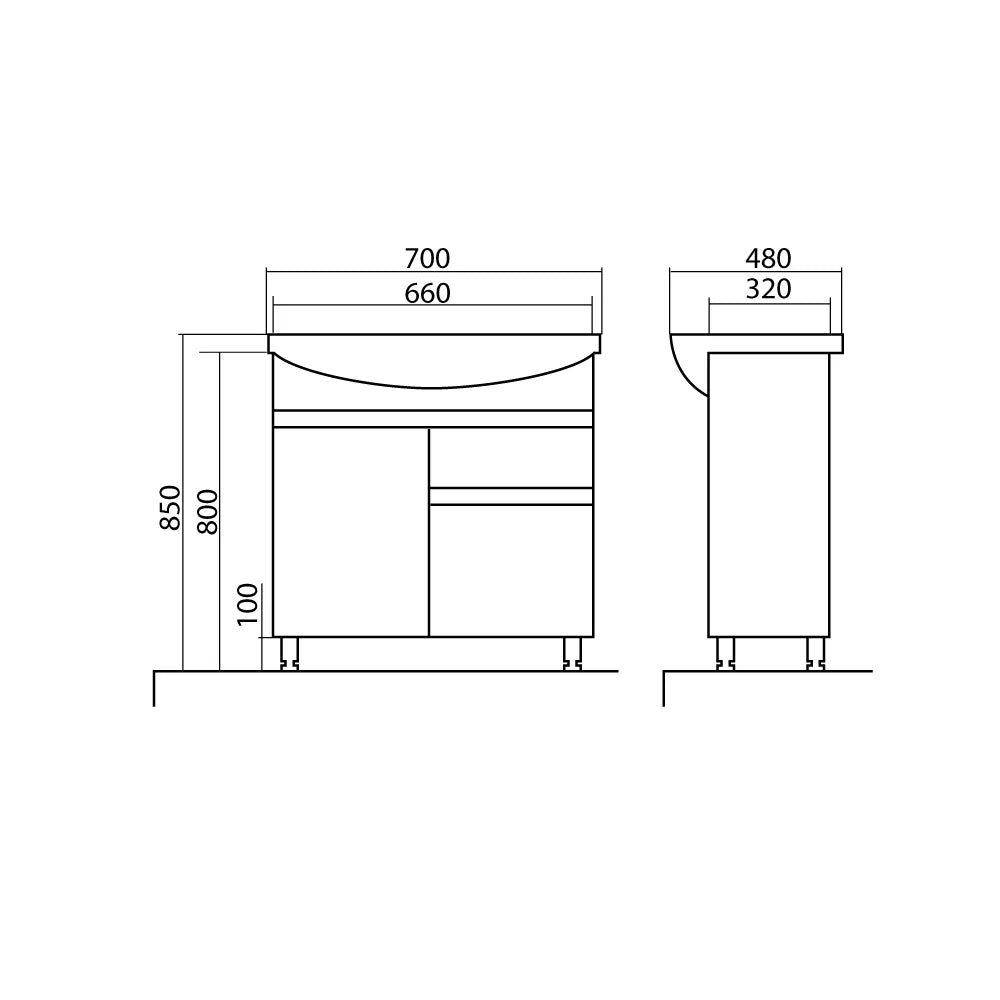 Mobilier de baie pe pardoseală Sity, Alb