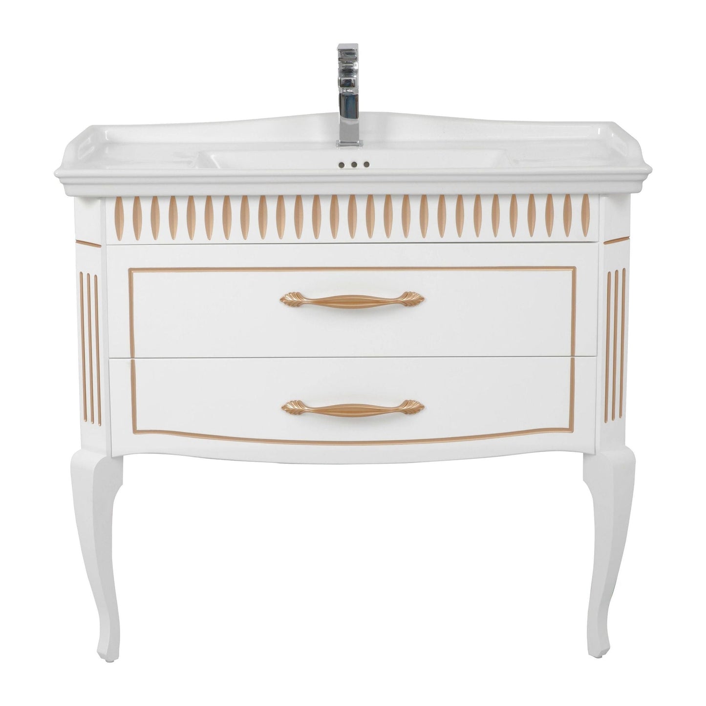 Mobilier de baie pe pardoseală Royal, Alb+auriu