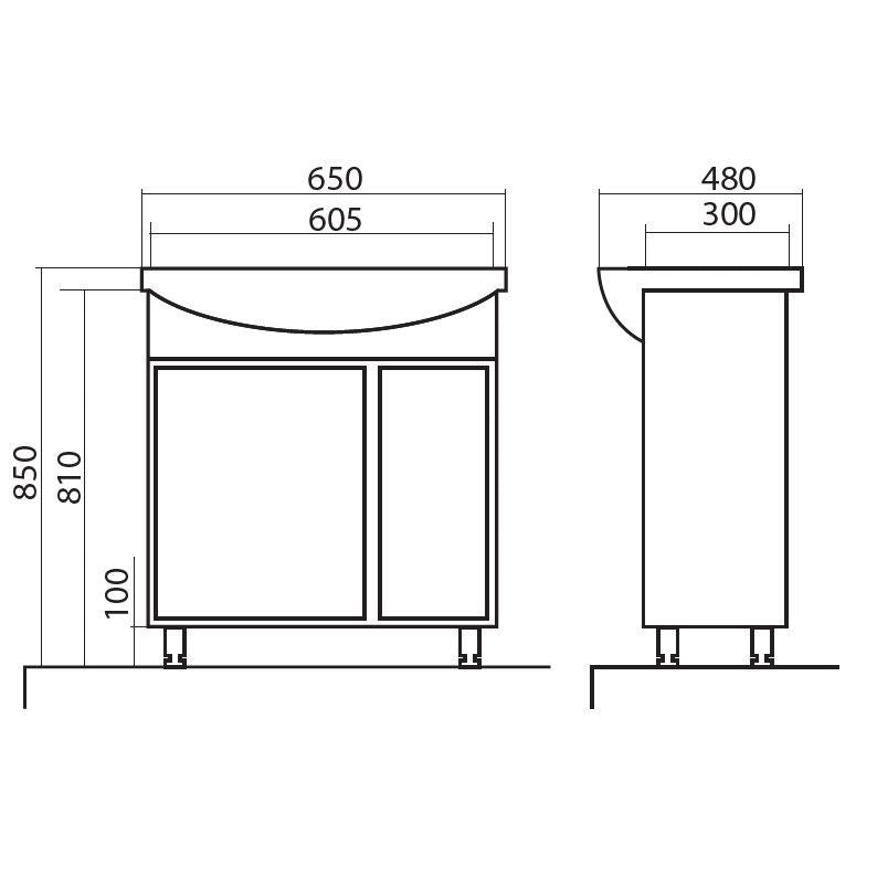 Mobilier de baie pe pardoseală Terra, Alb