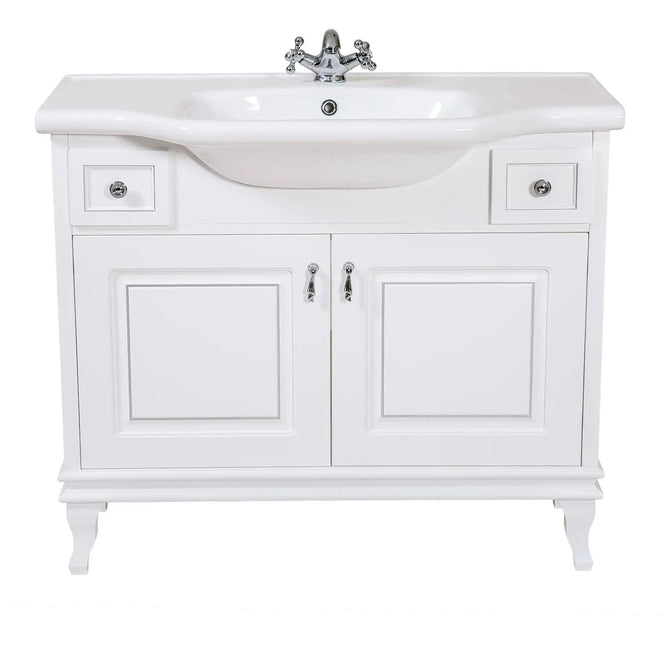 Mobilier de baie pe pardoseală Beatrice alb+crom