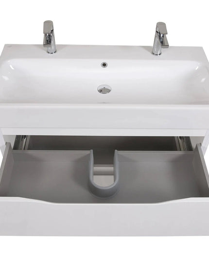 Mobilier de baie suspendat Venice, Alb pentru 2 baterii