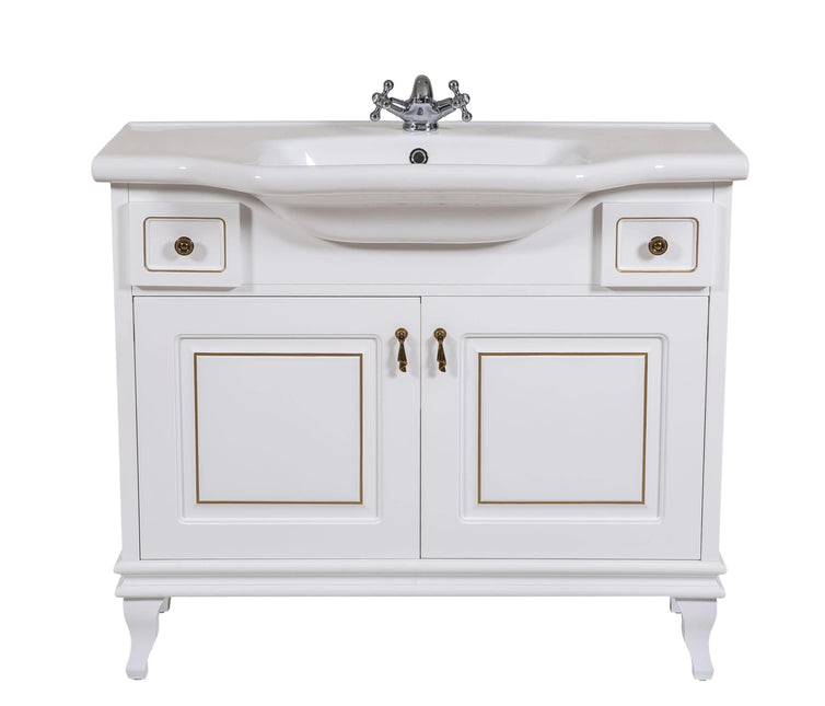 Mobilier de baie pe pardoseală Beatrice alb+auriu