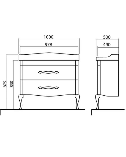 Mobilier de baie pe pardoseală Royal, Alb+auriu