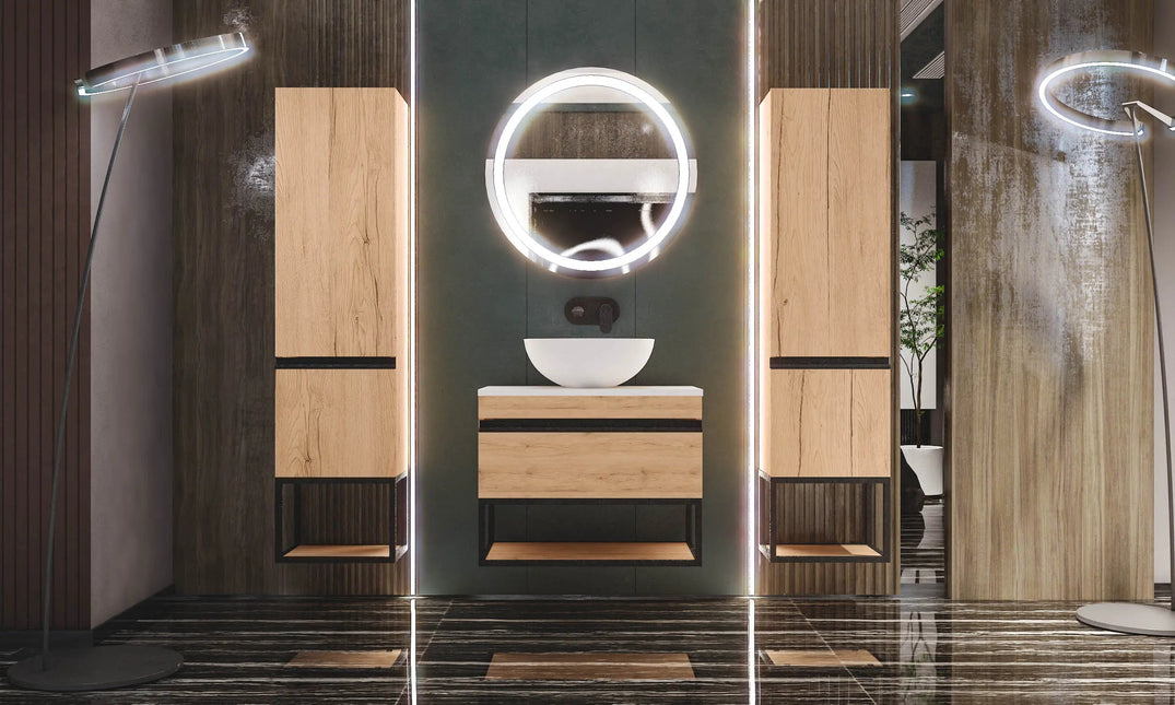 Mobilier de baie suspendat Loft Iron Seville, cu blat